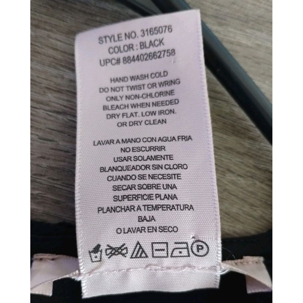 Black Philosophy Women's Med Blouse Lace Overlay Scalloped Edge EUC - Picture 7 of 7